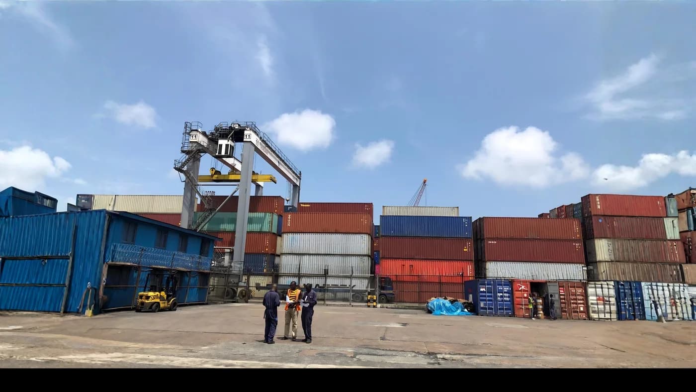 Full container being prepared for international shipping