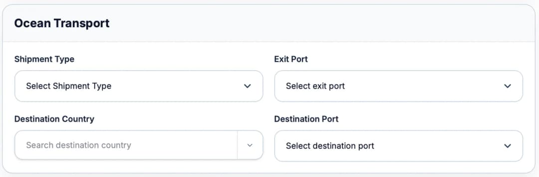 Fleet X Direct RoRo shipment workspace